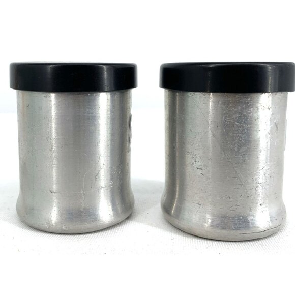 Turner Specialty Aluminum Salt & Pepper Shaker Black Lids 2.25" MCM - Picture 5 of 11